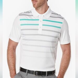 PGA Tour Golf Performance Short Sleeve Fading Repetitive Striped Polo Shirt